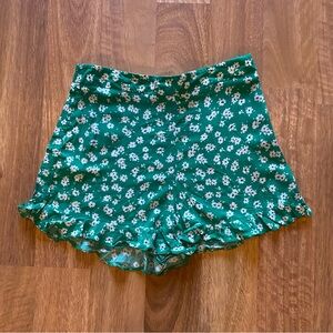 ASOS Ditzy Daisy Green High Waisted Shorts with Ruffles